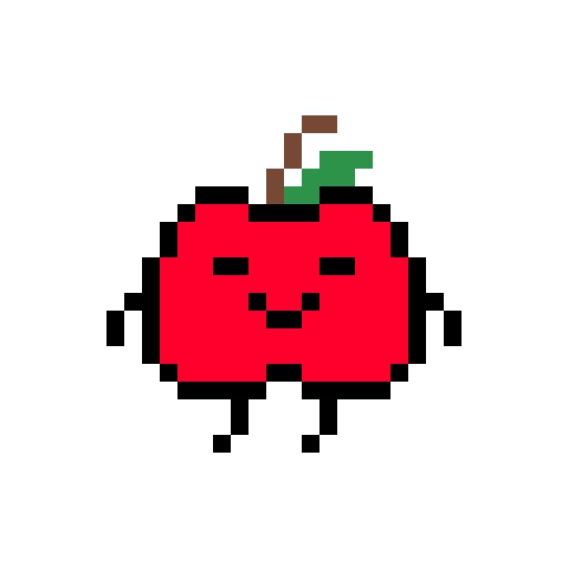 A cheerful apple with a rainbow swirl on a starry background, handdrawing by me.